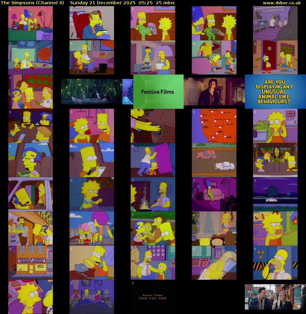 The Simpsons (Channel 4) Sunday 21 December 2025 05:25 - 05:50
