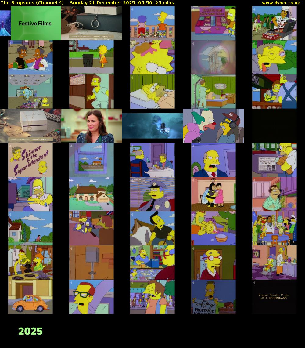 The Simpsons (Channel 4) Sunday 21 December 2025 05:50 - 06:15