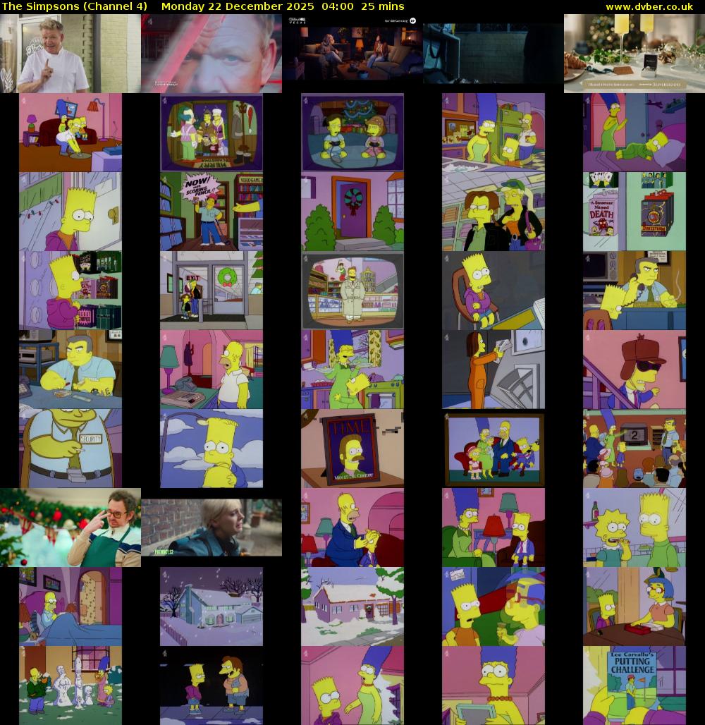 The Simpsons (Channel 4) Monday 22 December 2025 04:00 - 04:25