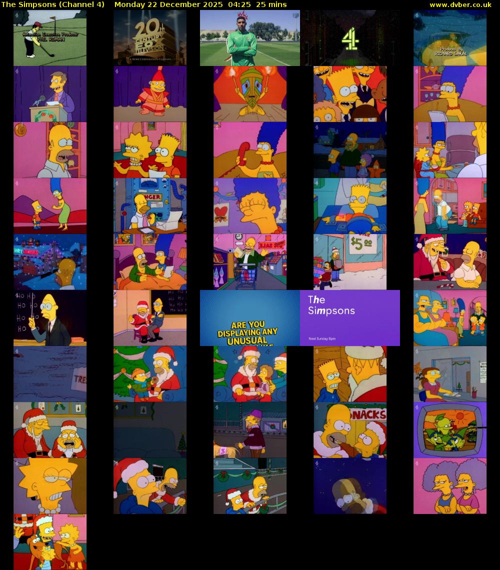 The Simpsons (Channel 4) Monday 22 December 2025 04:25 - 04:50