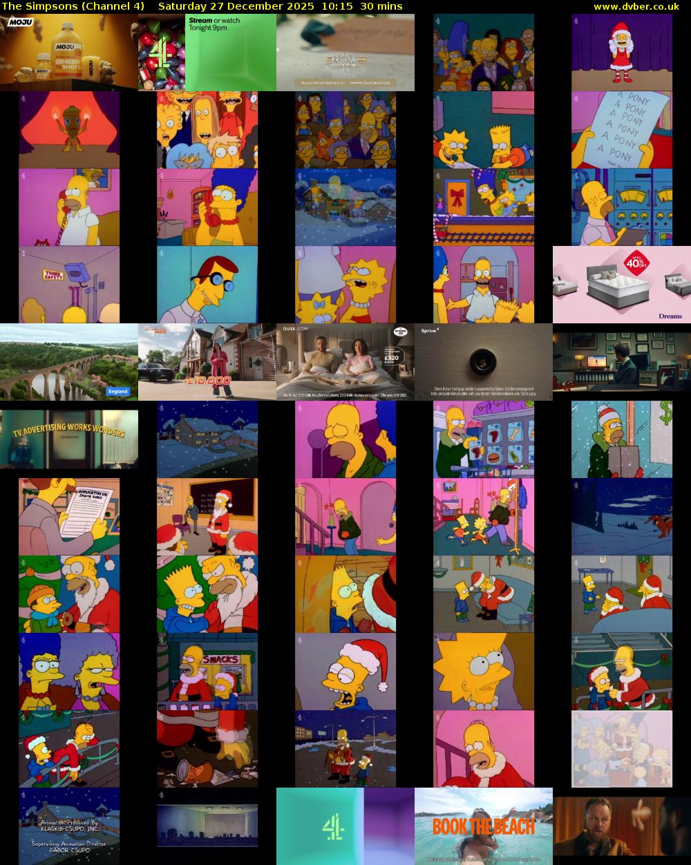 The Simpsons (Channel 4) Saturday 27 December 2025 10:15 - 10:45
