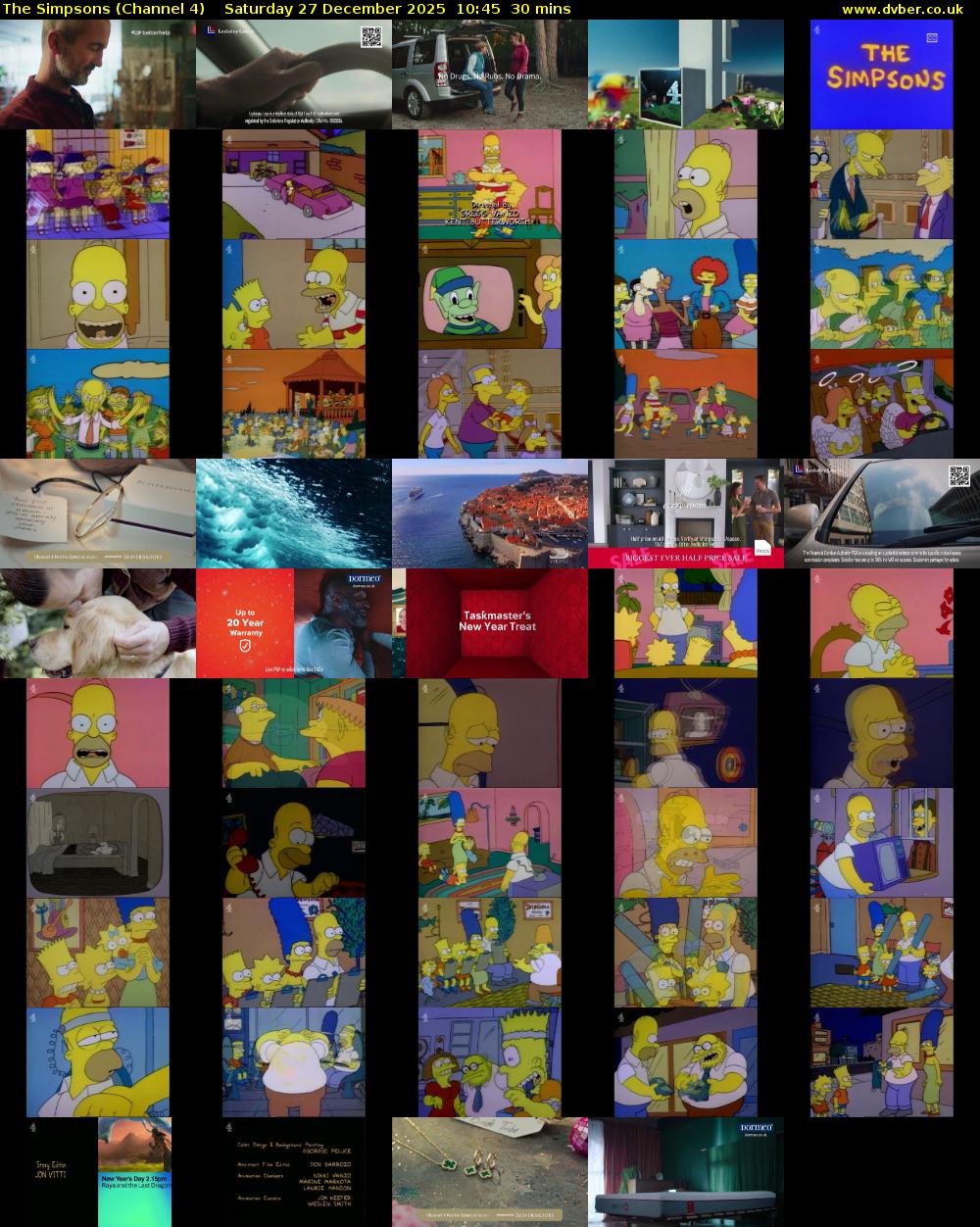 The Simpsons (Channel 4) Saturday 27 December 2025 10:45 - 11:15