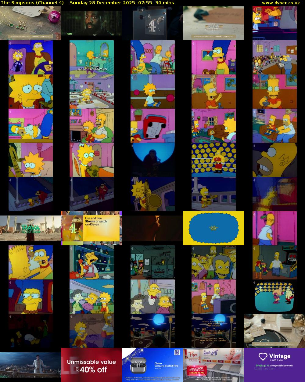 The Simpsons (Channel 4) Sunday 28 December 2025 07:55 - 08:25