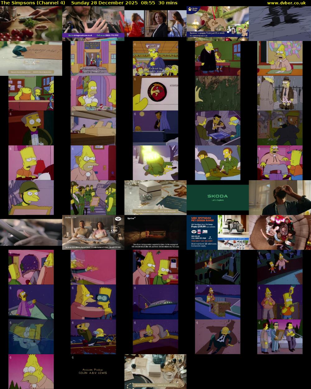 The Simpsons (Channel 4) Sunday 28 December 2025 08:55 - 09:25