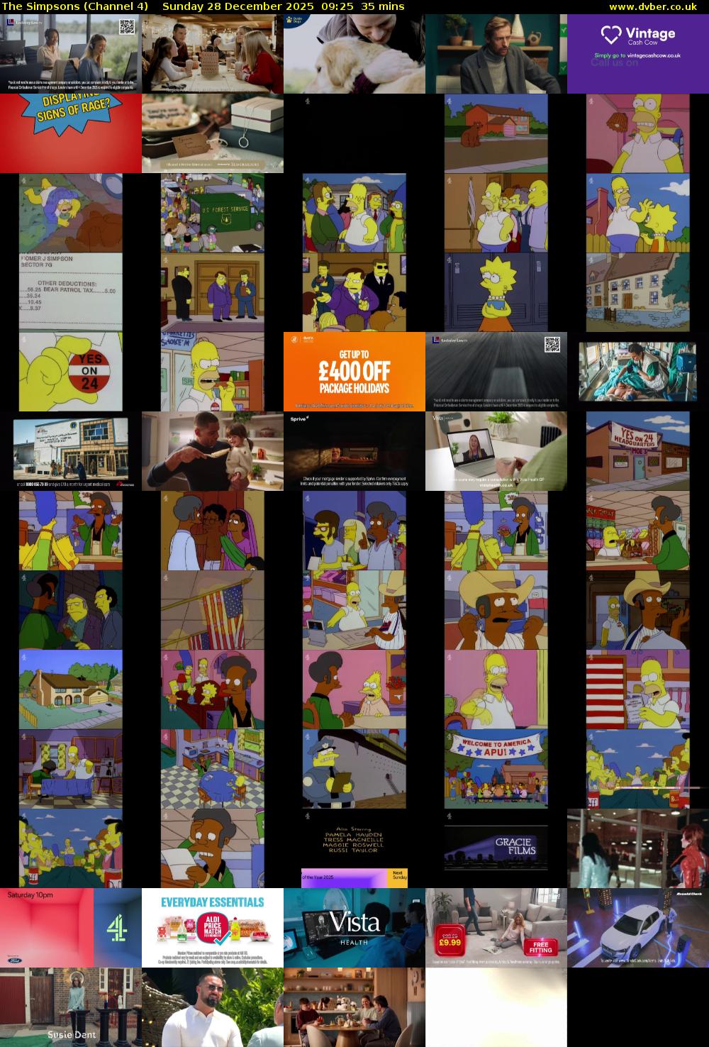 The Simpsons (Channel 4) Sunday 28 December 2025 09:25 - 10:00