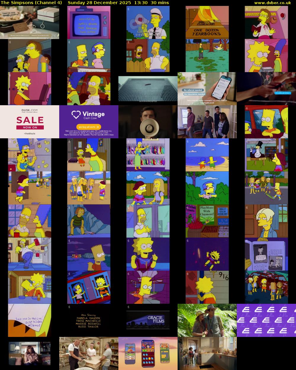 The Simpsons (Channel 4) Sunday 28 December 2025 13:30 - 14:00
