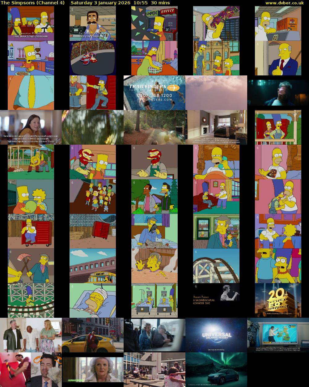The Simpsons (Channel 4) Saturday 3 January 2026 10:55 - 11:25