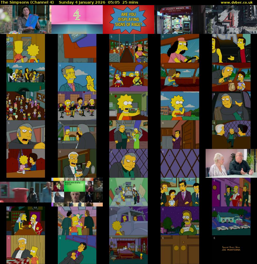 The Simpsons (Channel 4) Sunday 4 January 2026 05:05 - 05:30