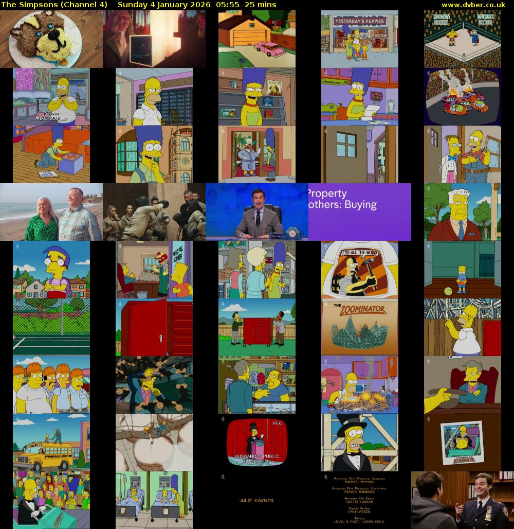 The Simpsons (Channel 4) Sunday 4 January 2026 05:55 - 06:20
