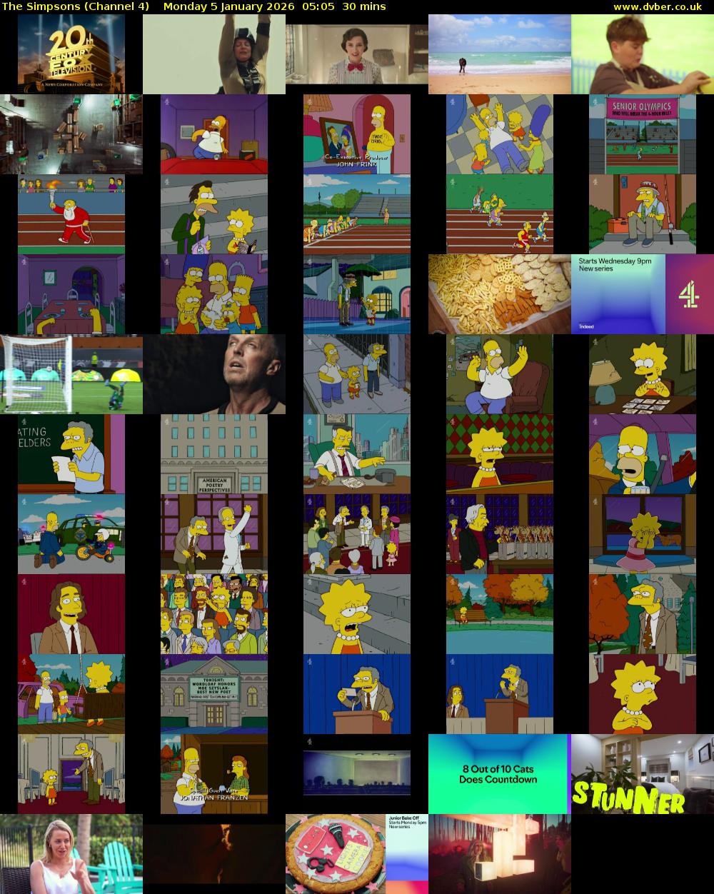 The Simpsons (Channel 4) Monday 5 January 2026 05:05 - 05:35