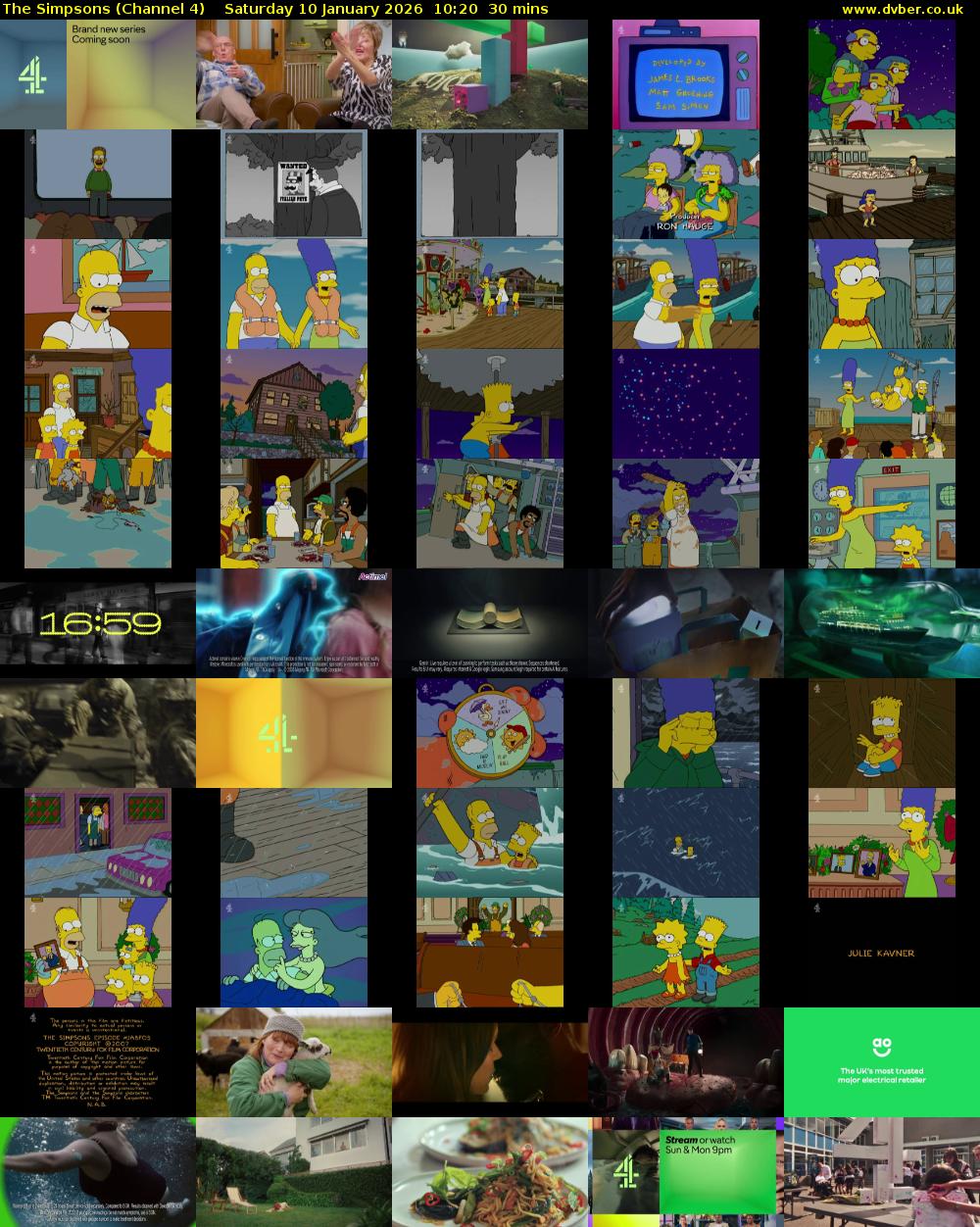 The Simpsons (Channel 4) Saturday 10 January 2026 10:20 - 10:50