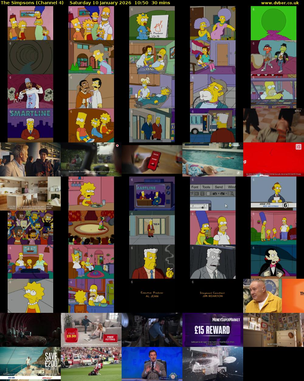 The Simpsons (Channel 4) Saturday 10 January 2026 10:50 - 11:20