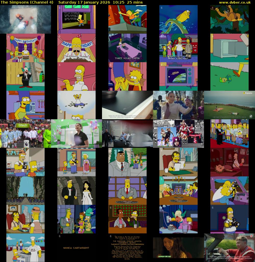 The Simpsons (Channel 4) Saturday 17 January 2026 10:25 - 10:50
