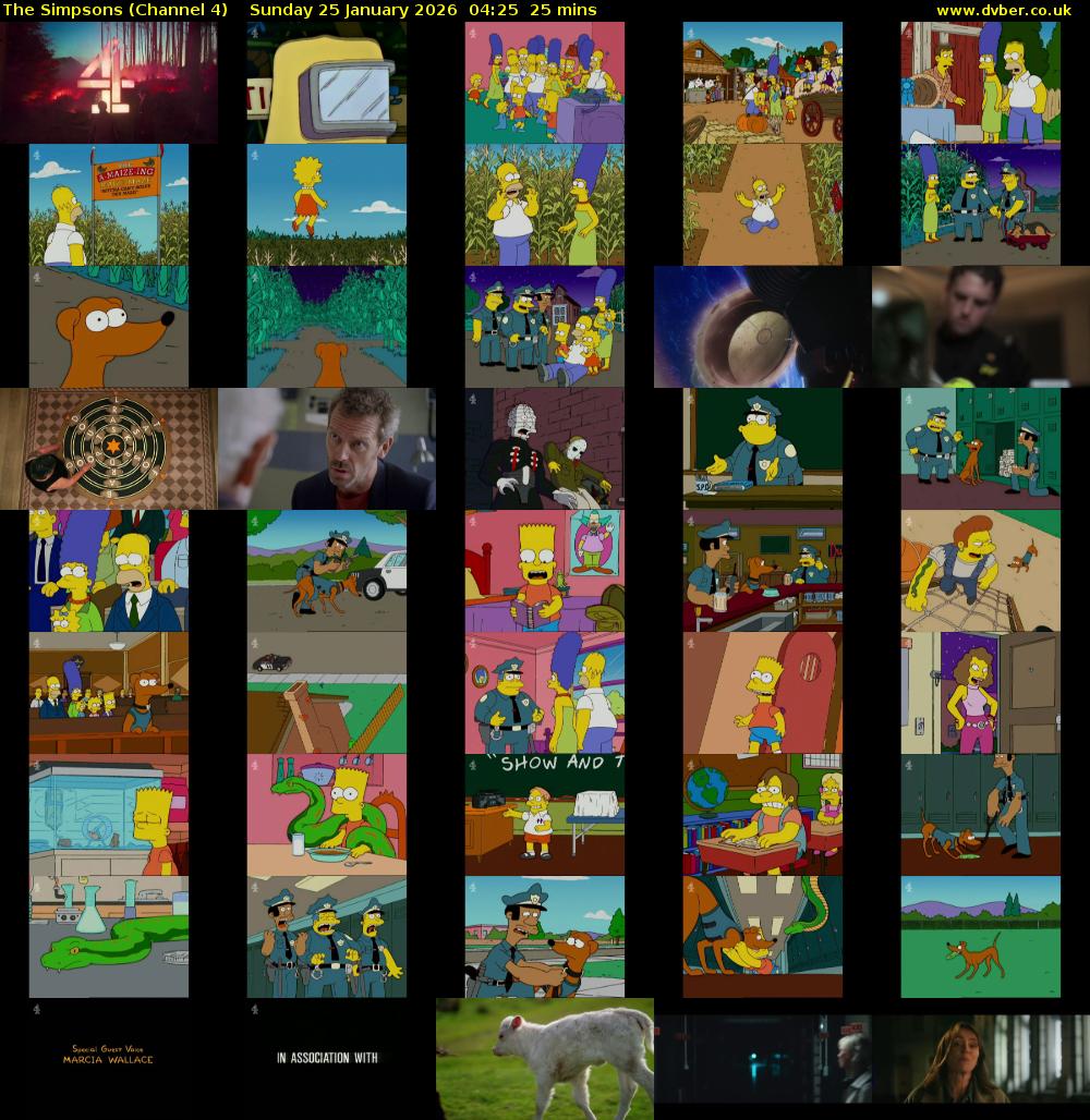 The Simpsons (Channel 4) Sunday 25 January 2026 04:25 - 04:50