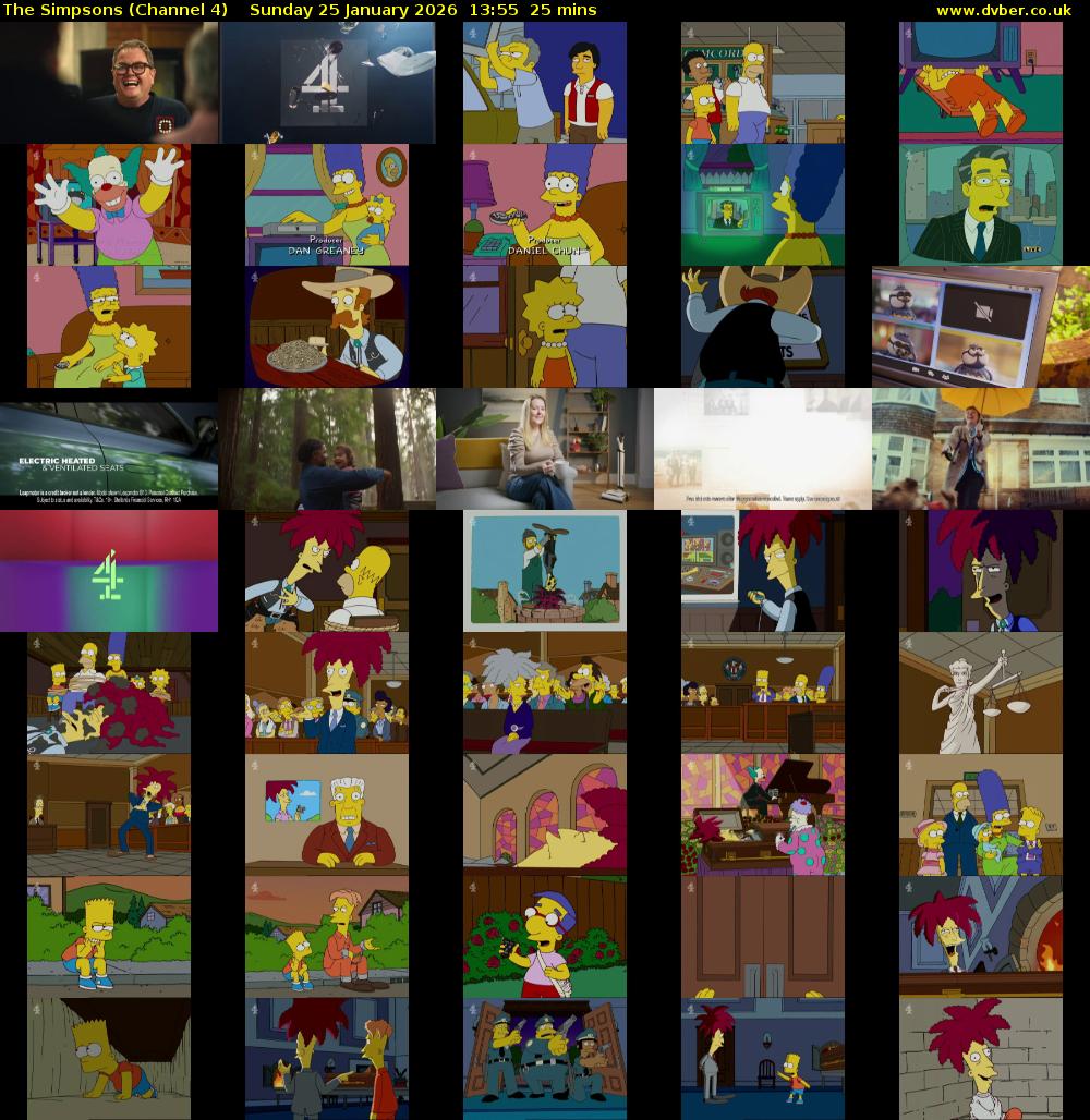 The Simpsons (Channel 4) Sunday 25 January 2026 13:55 - 14:20