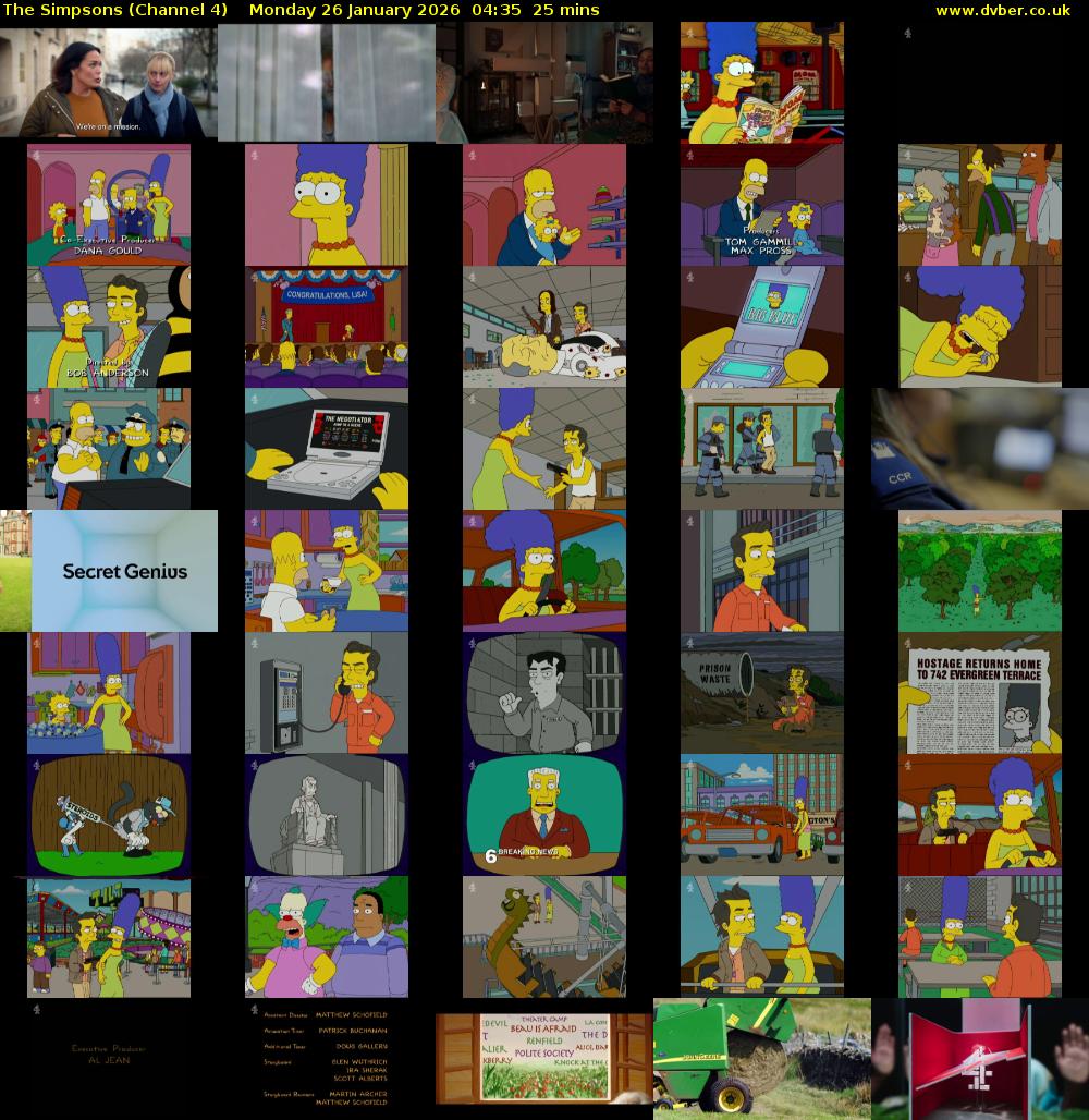 The Simpsons (Channel 4) Monday 26 January 2026 04:35 - 05:00
