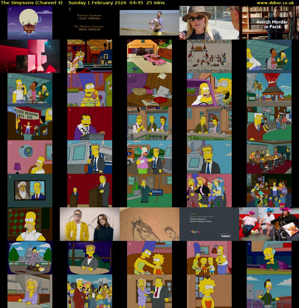 The Simpsons (Channel 4) Sunday 1 February 2026 04:45 - 05:10