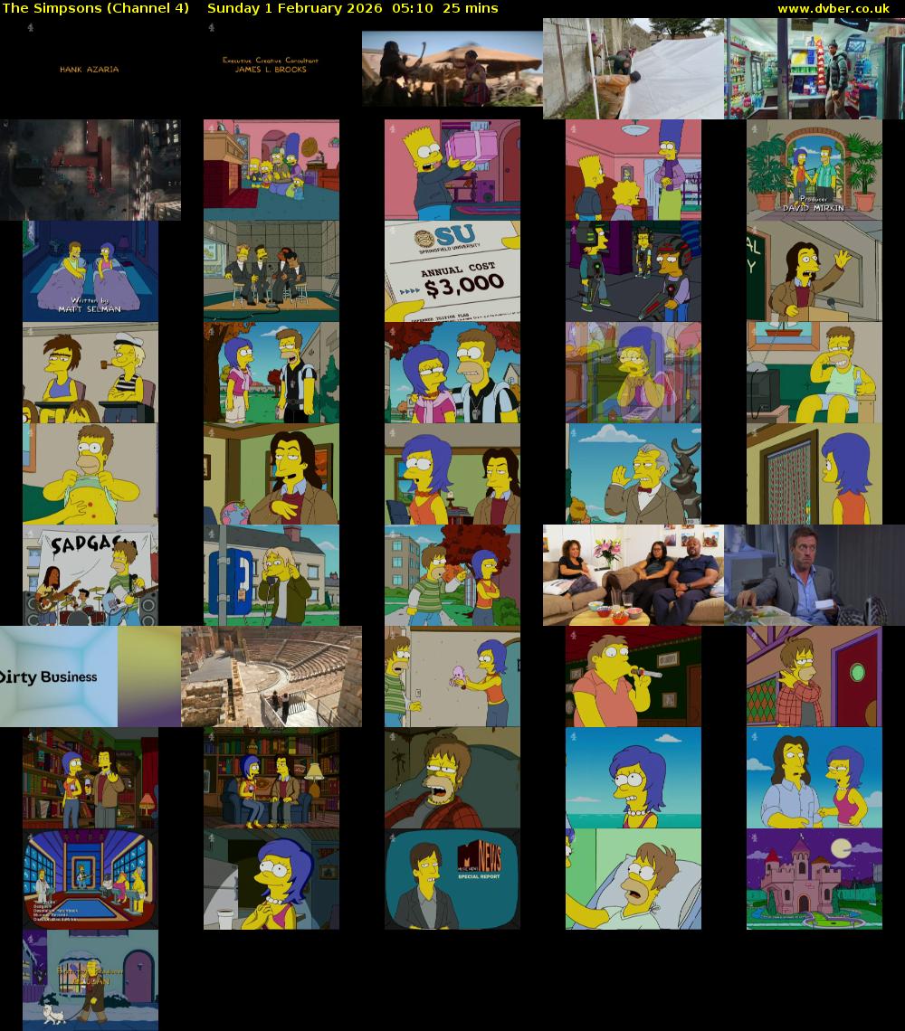 The Simpsons (Channel 4) Sunday 1 February 2026 05:10 - 05:35