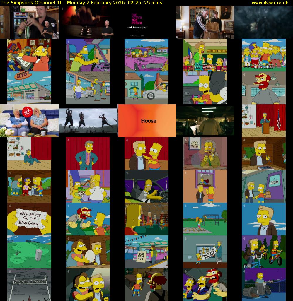 The Simpsons (Channel 4) Monday 2 February 2026 02:25 - 02:50