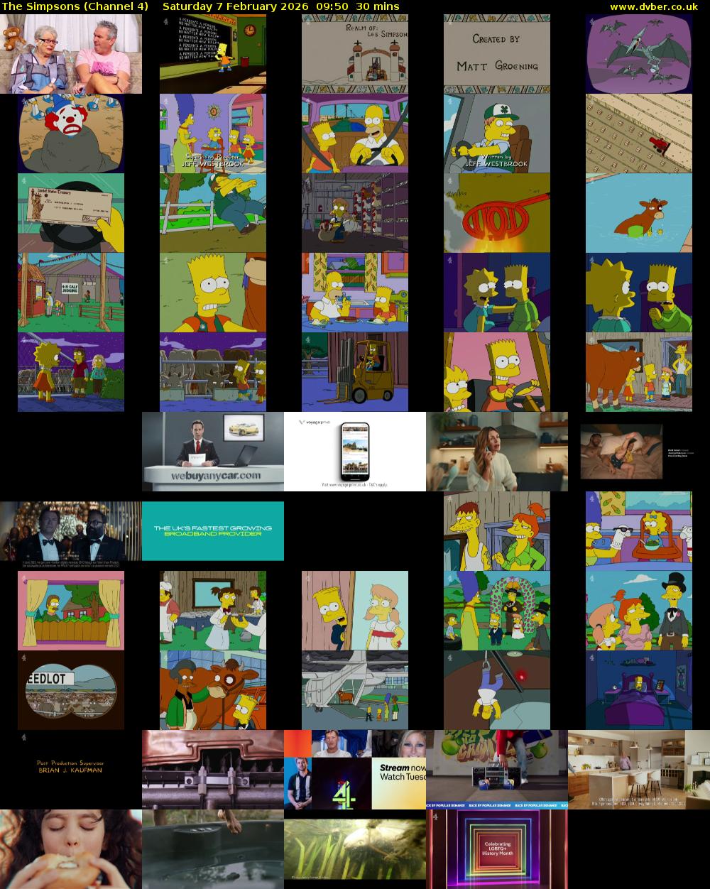 The Simpsons (Channel 4) Saturday 7 February 2026 09:50 - 10:20