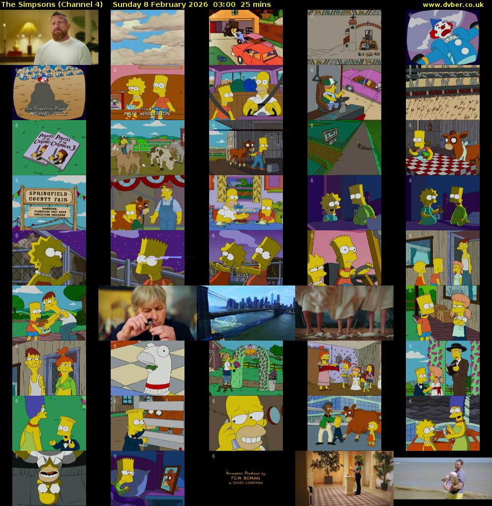 The Simpsons (Channel 4) Sunday 8 February 2026 03:00 - 03:25
