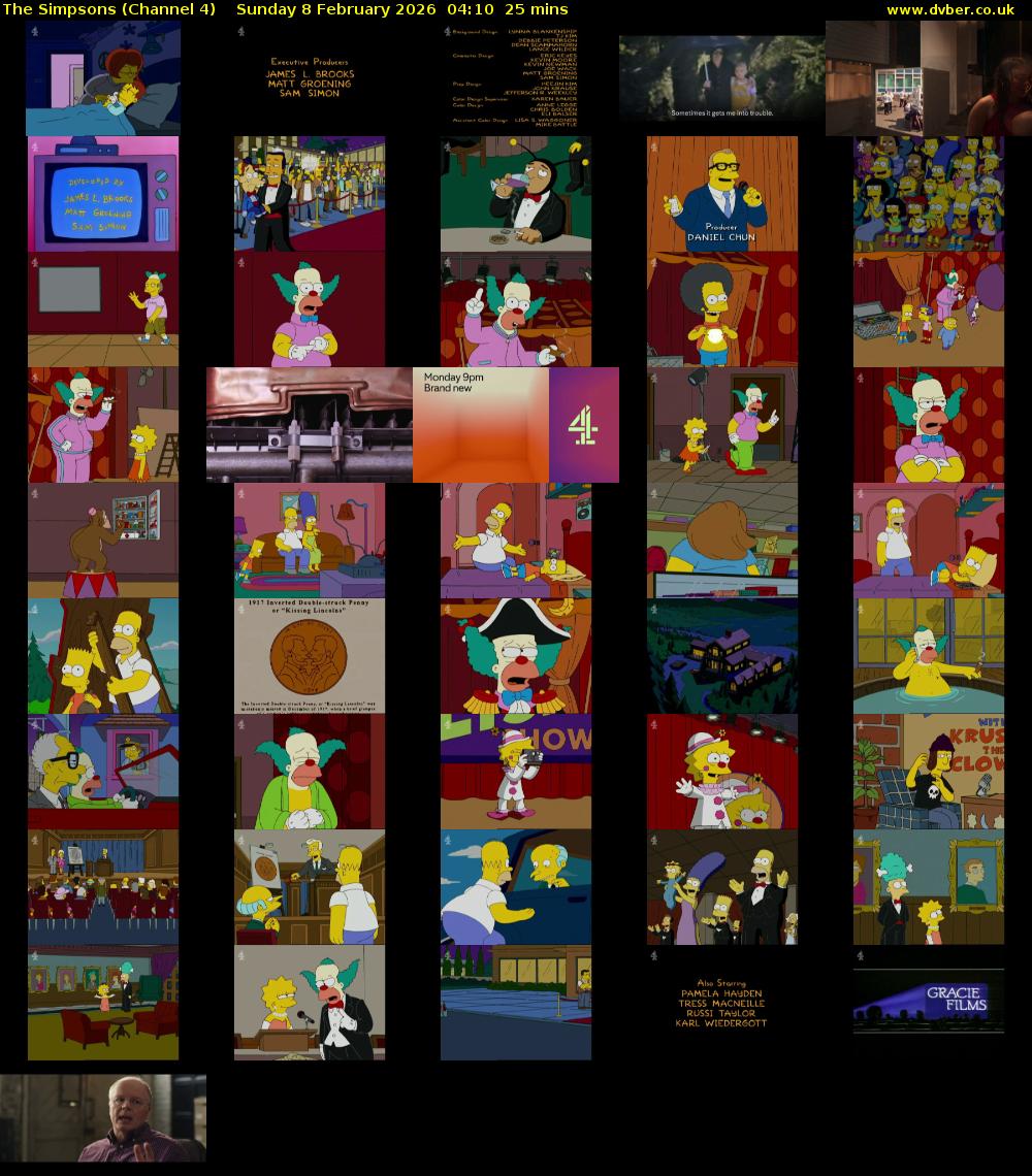 The Simpsons (Channel 4) Sunday 8 February 2026 04:10 - 04:35
