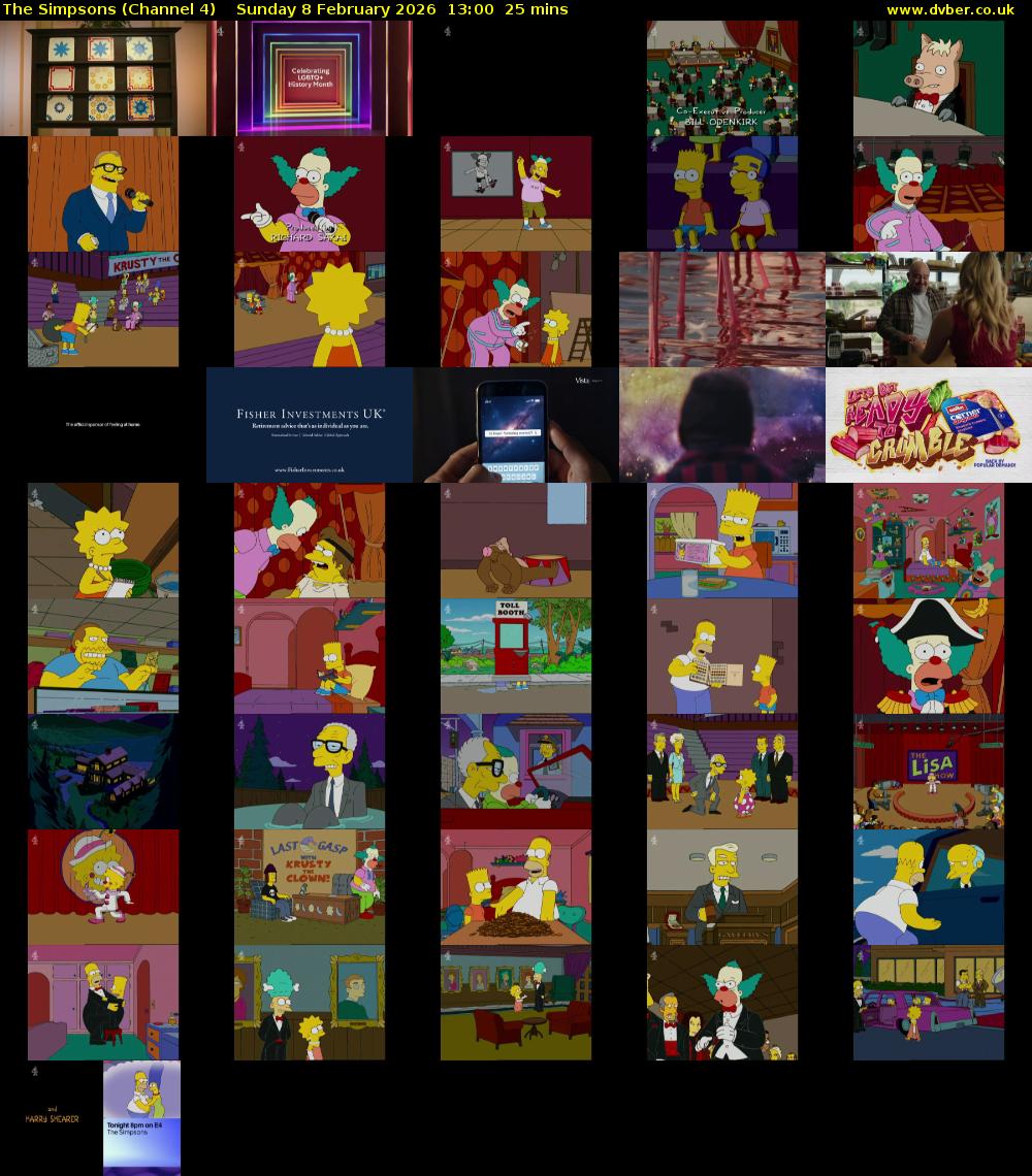 The Simpsons (Channel 4) Sunday 8 February 2026 13:00 - 13:25