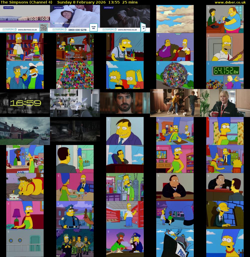 The Simpsons (Channel 4) Sunday 8 February 2026 13:55 - 14:20