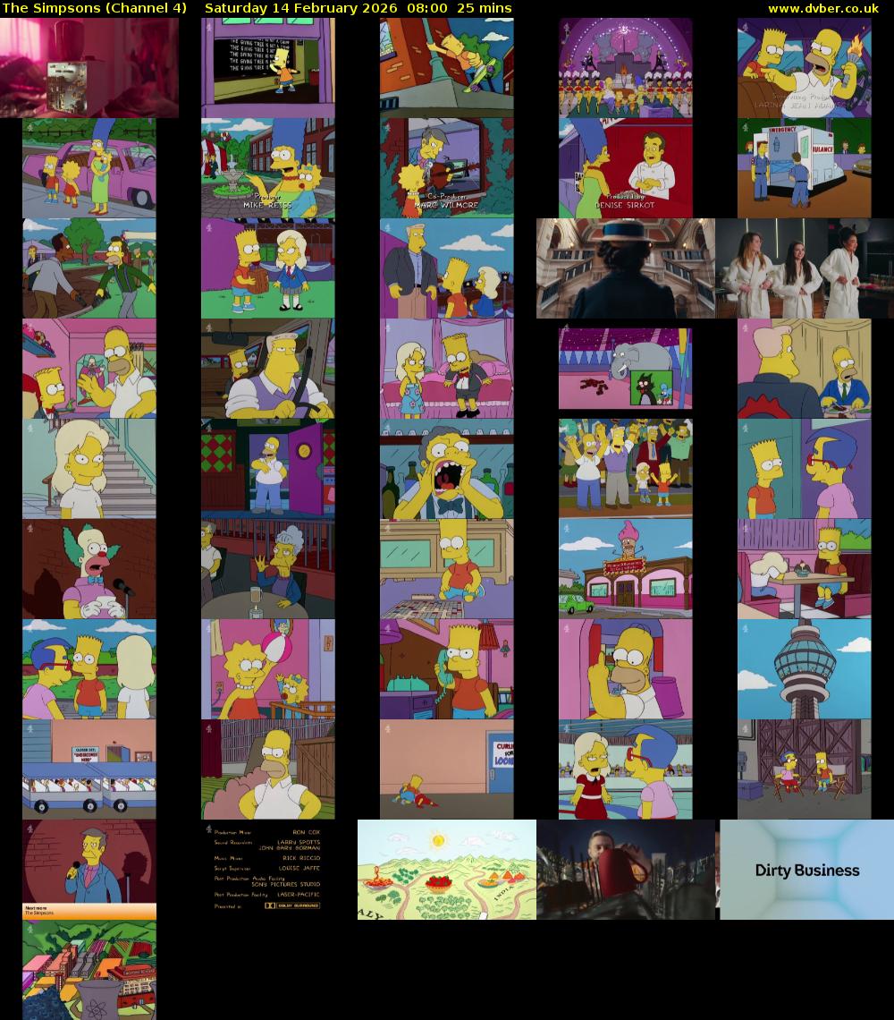The Simpsons (Channel 4) Saturday 14 February 2026 08:00 - 08:25