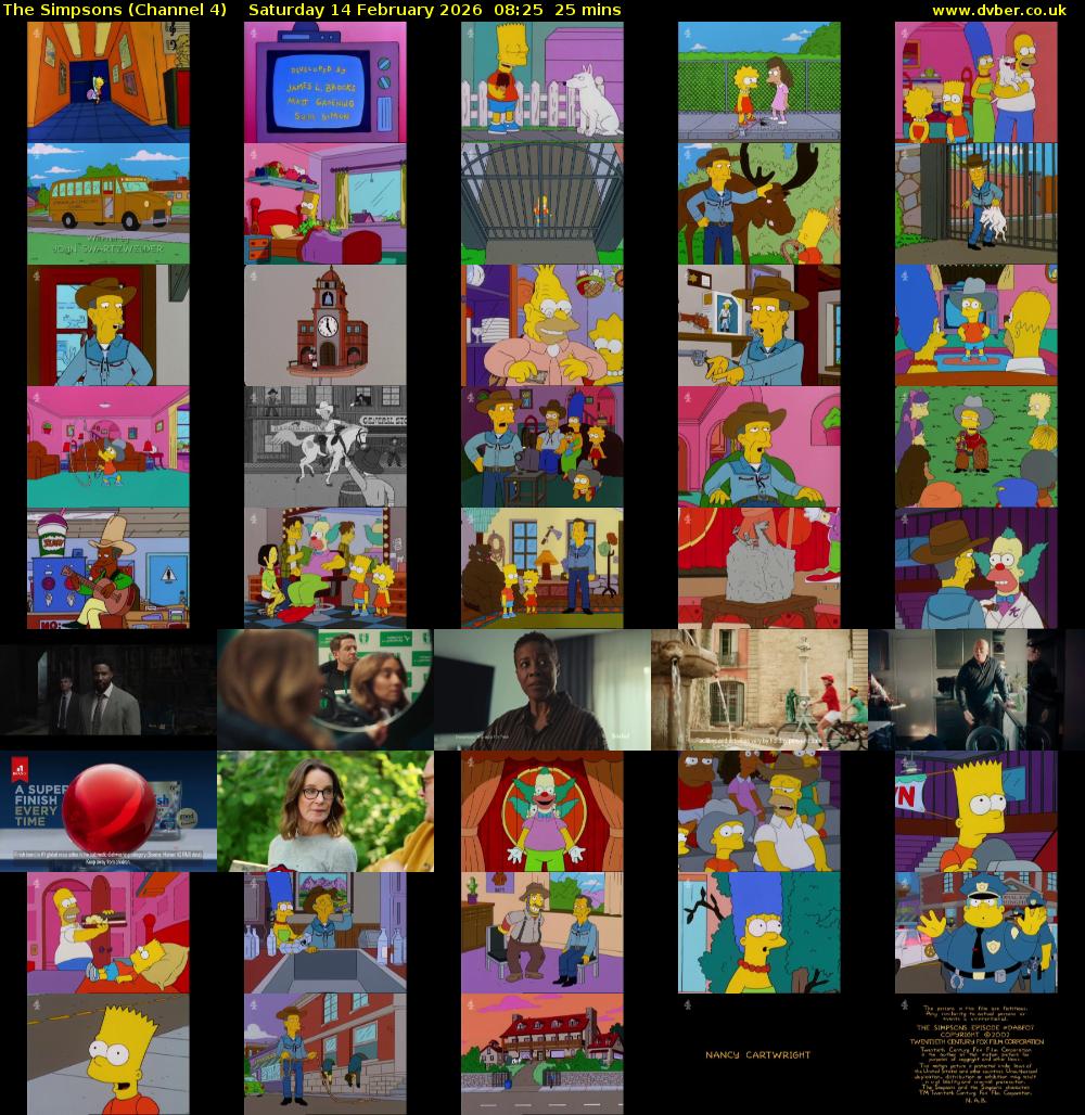 The Simpsons (Channel 4) Saturday 14 February 2026 08:25 - 08:50