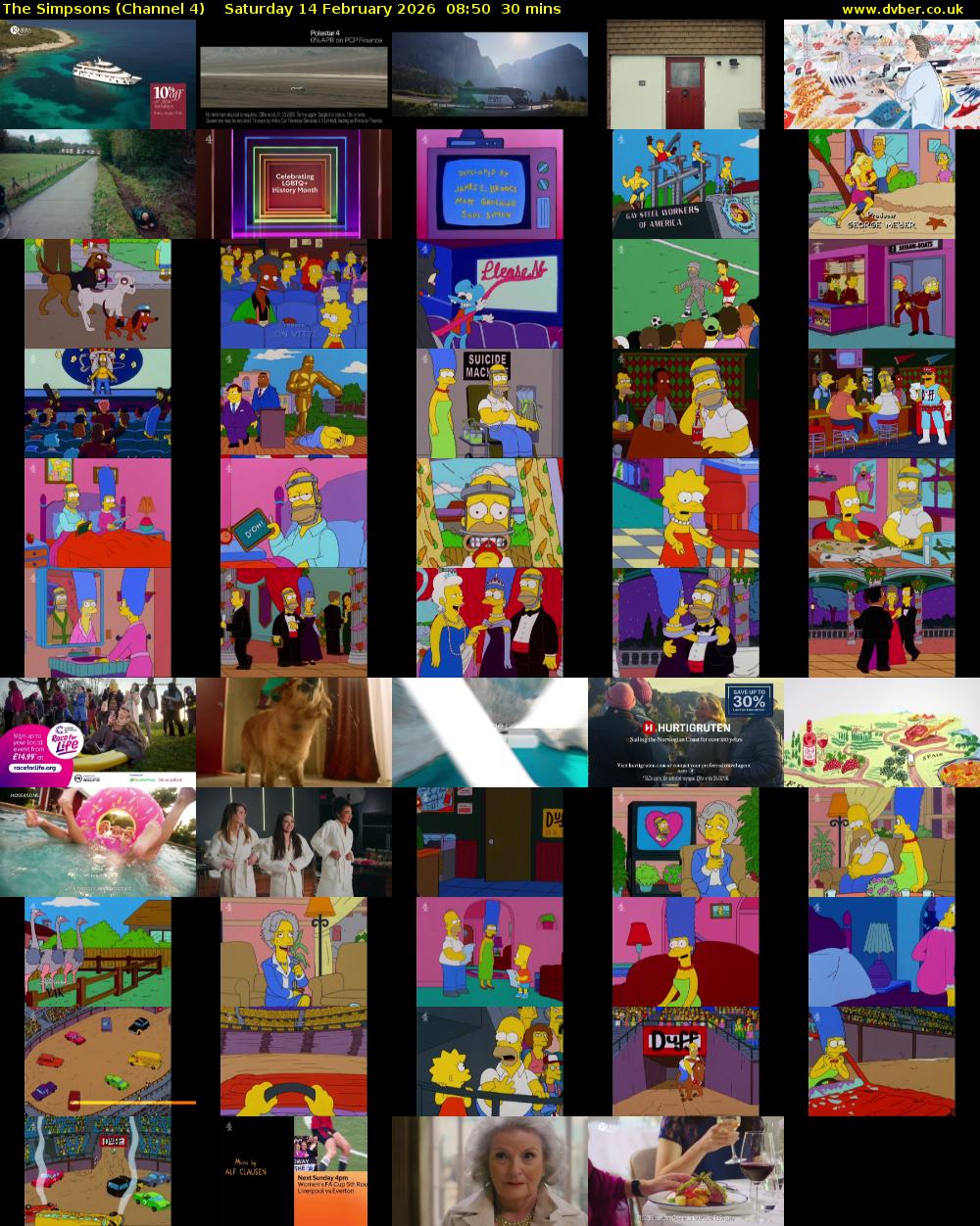 The Simpsons (Channel 4) Saturday 14 February 2026 08:50 - 09:20