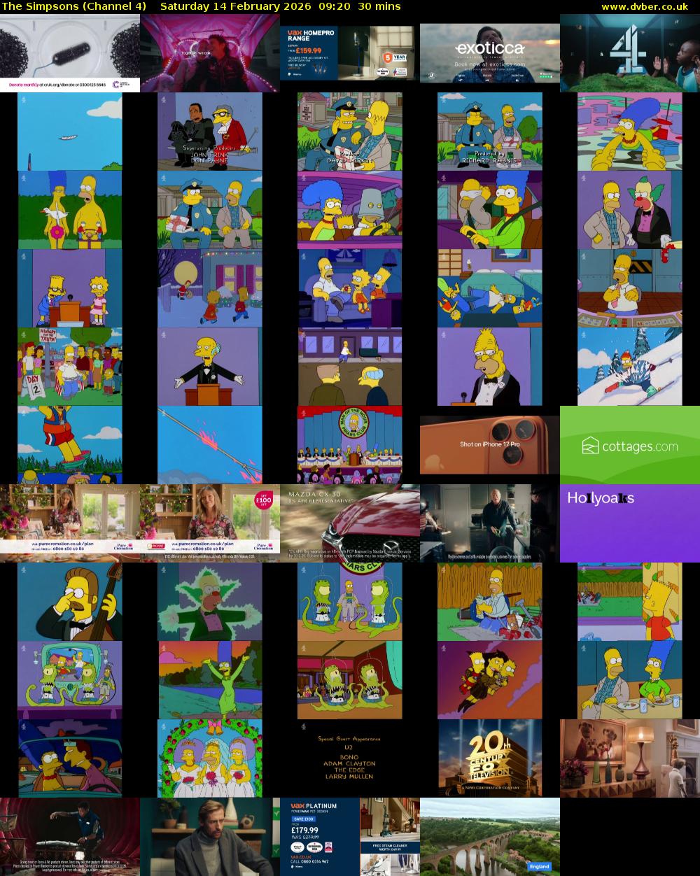 The Simpsons (Channel 4) Saturday 14 February 2026 09:20 - 09:50