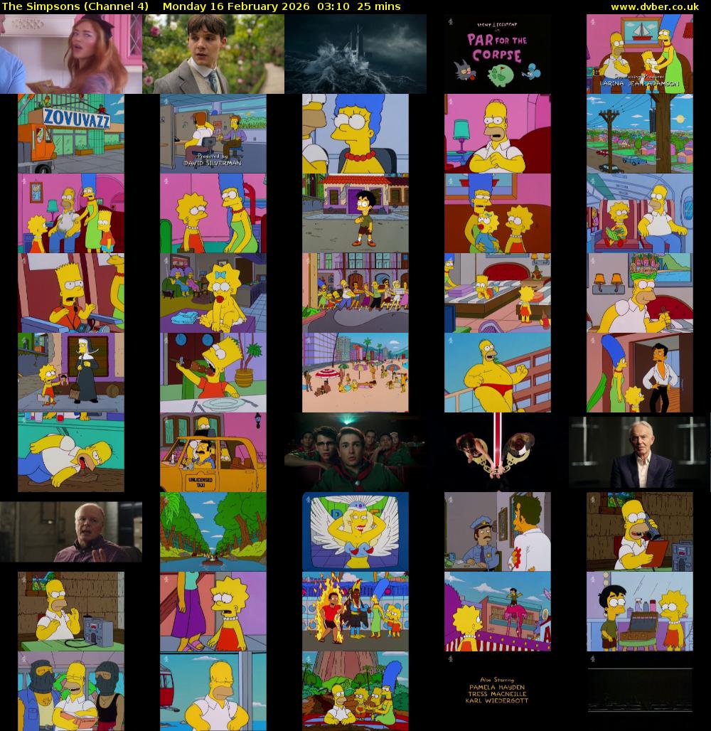 The Simpsons (Channel 4) Monday 16 February 2026 03:10 - 03:35