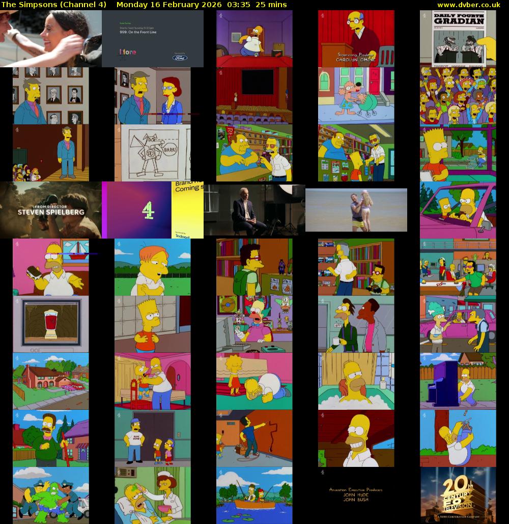The Simpsons (Channel 4) Monday 16 February 2026 03:35 - 04:00