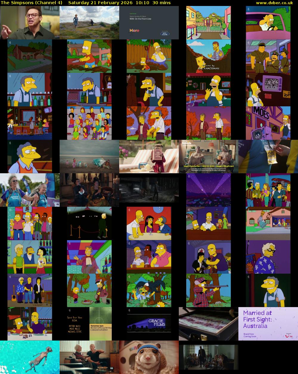 The Simpsons (Channel 4) Saturday 21 February 2026 10:10 - 10:40