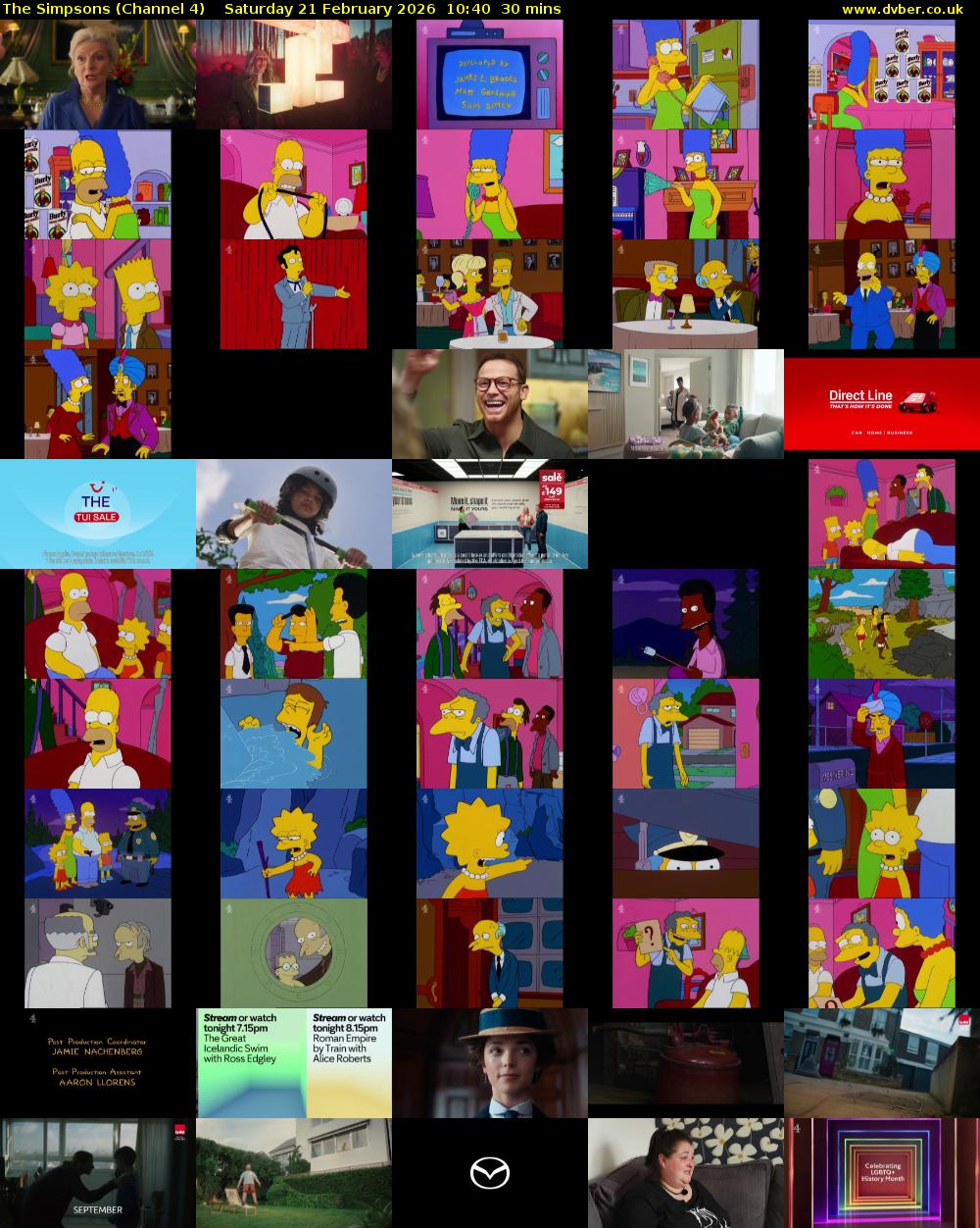 The Simpsons (Channel 4) Saturday 21 February 2026 10:40 - 11:10