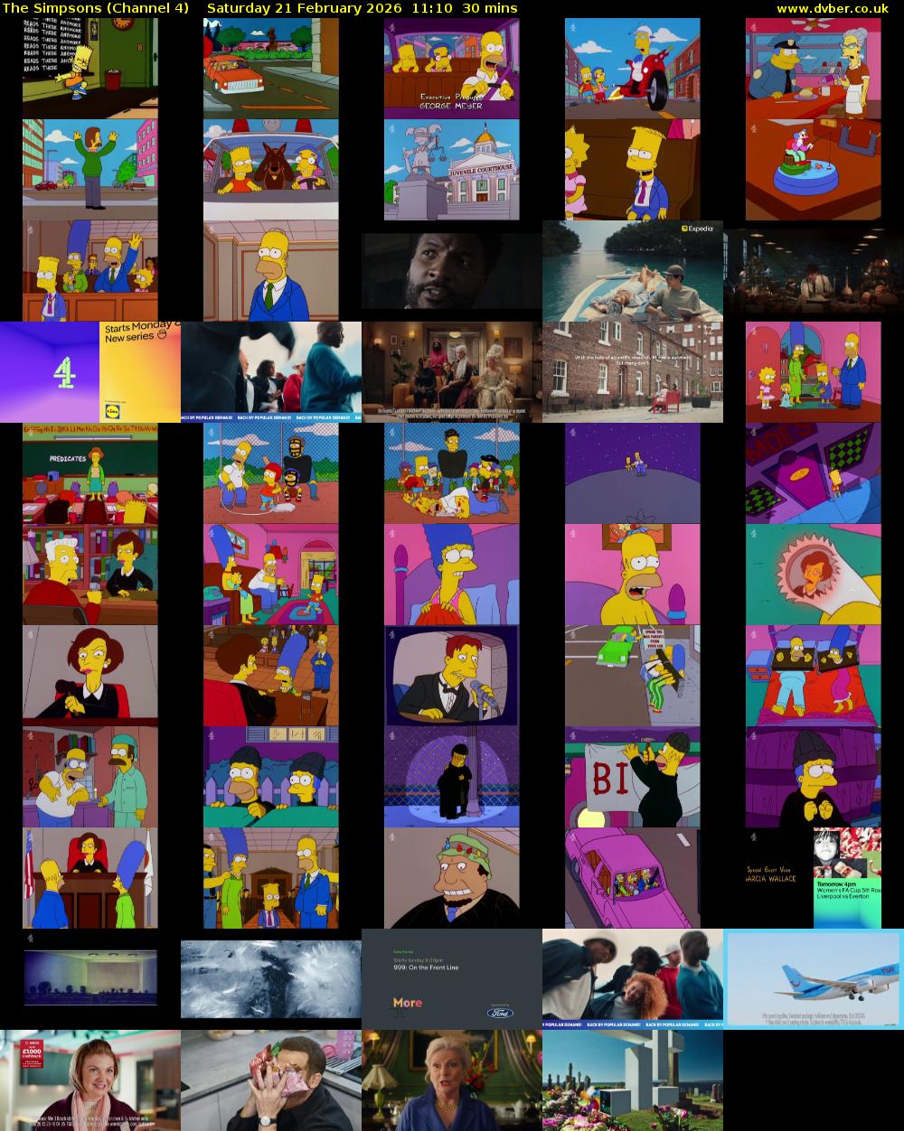 The Simpsons (Channel 4) Saturday 21 February 2026 11:10 - 11:40