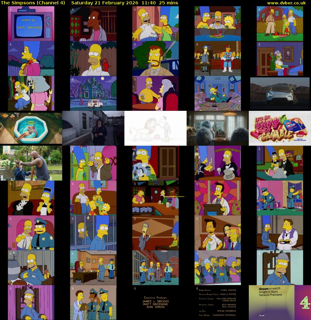The Simpsons (Channel 4) Saturday 21 February 2026 11:40 - 12:05