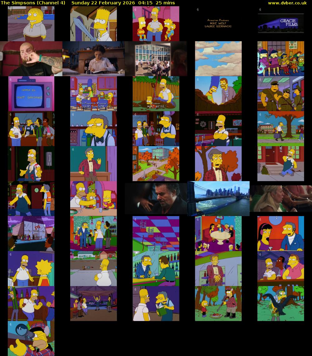 The Simpsons (Channel 4) Sunday 22 February 2026 04:15 - 04:40