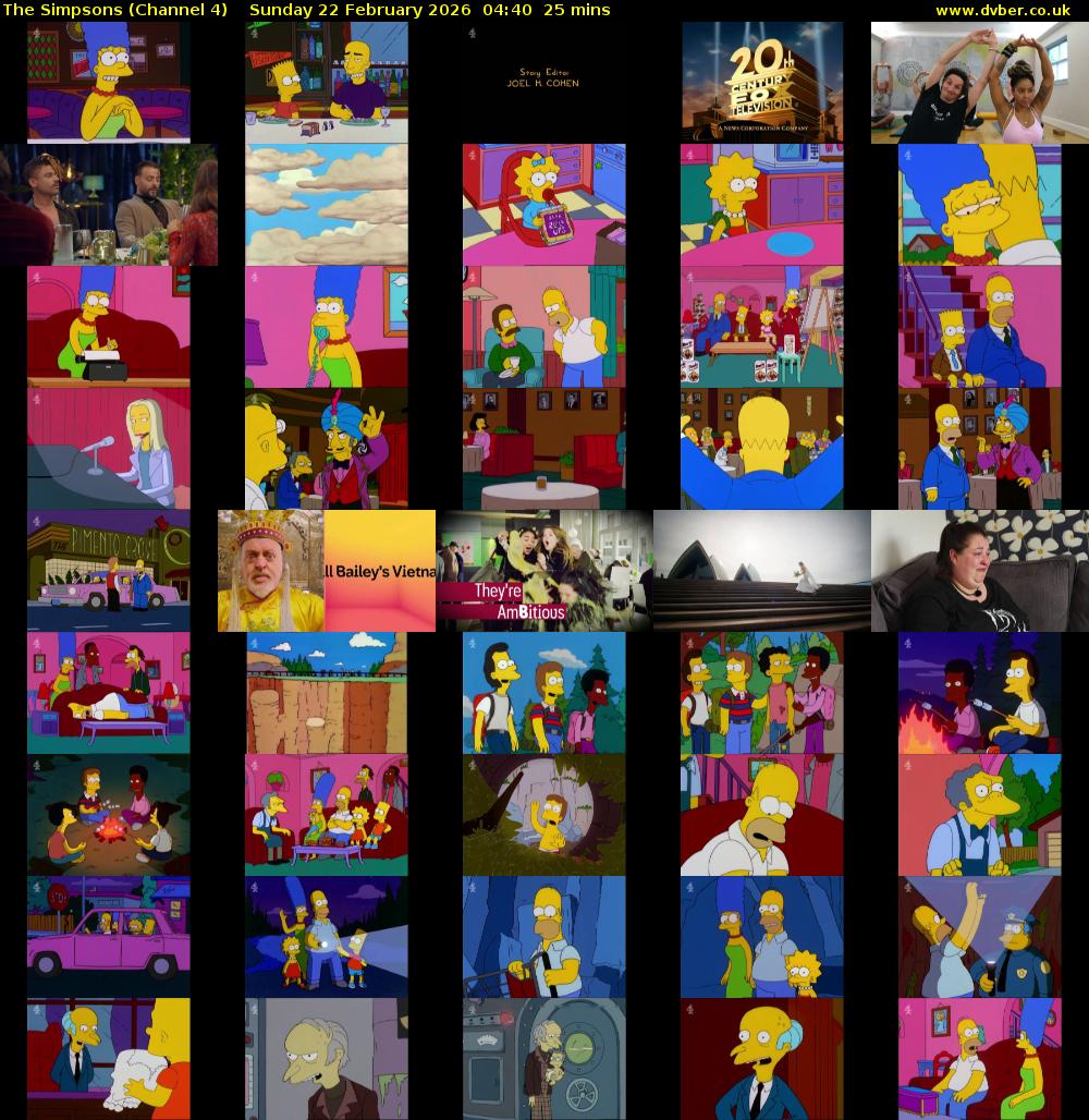 The Simpsons (Channel 4) Sunday 22 February 2026 04:40 - 05:05