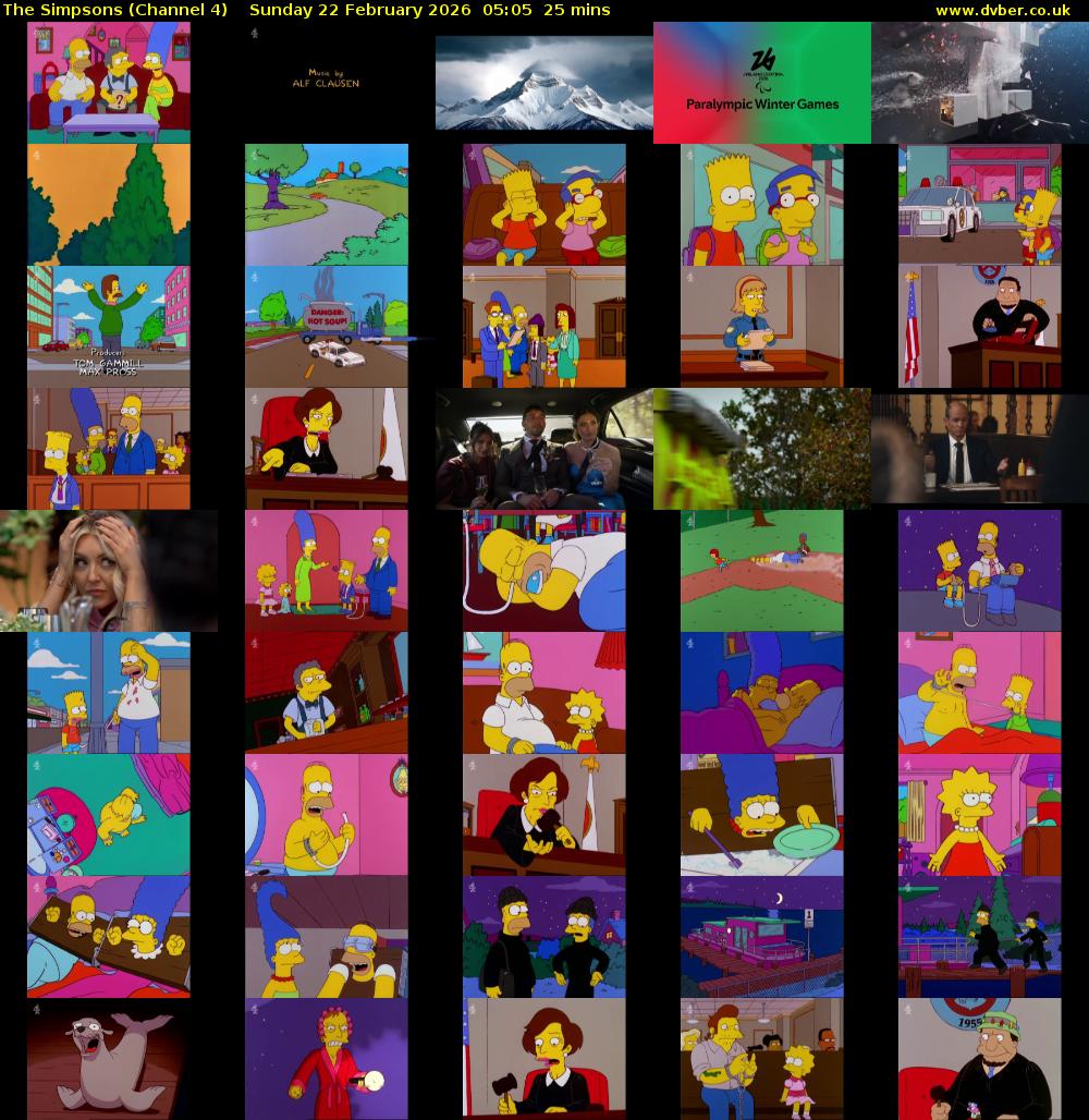 The Simpsons (Channel 4) Sunday 22 February 2026 05:05 - 05:30