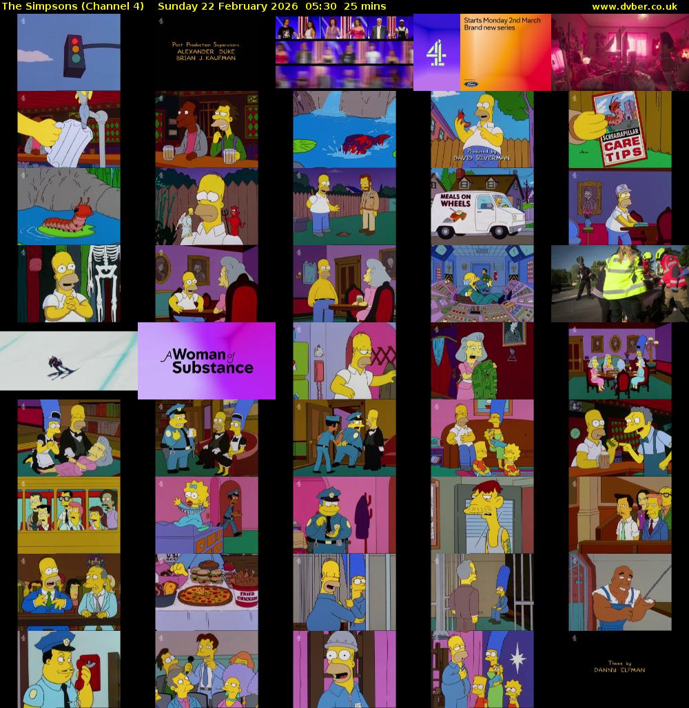 The Simpsons (Channel 4) Sunday 22 February 2026 05:30 - 05:55