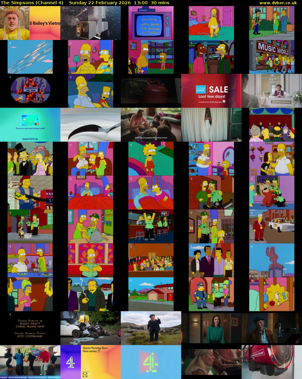 The Simpsons (Channel 4) Sunday 22 February 2026 13:00 - 13:30