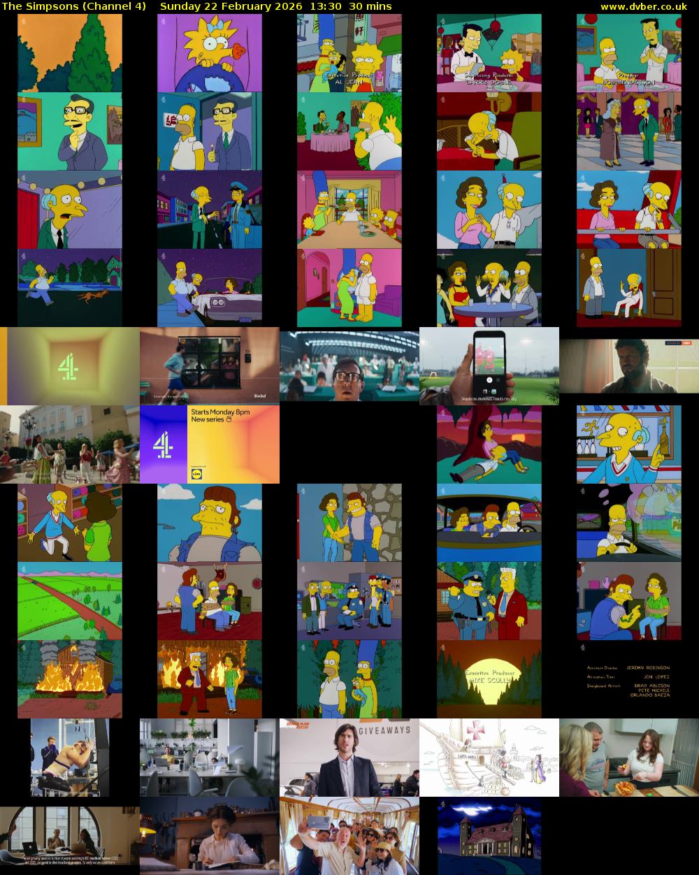 The Simpsons (Channel 4) Sunday 22 February 2026 13:30 - 14:00