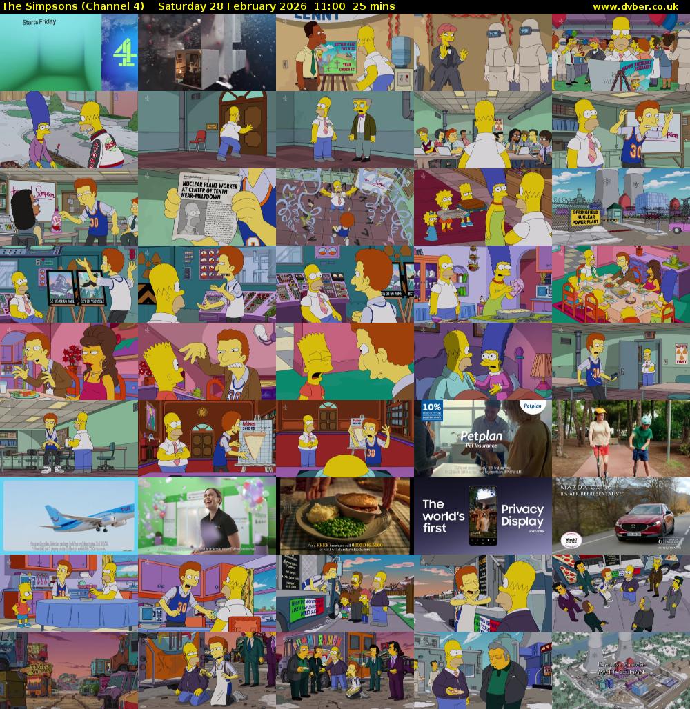 The Simpsons (Channel 4) Saturday 28 February 2026 11:00 - 11:25
