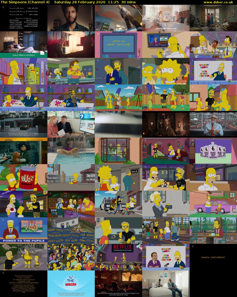 The Simpsons (Channel 4) Saturday 28 February 2026 11:25 - 11:55