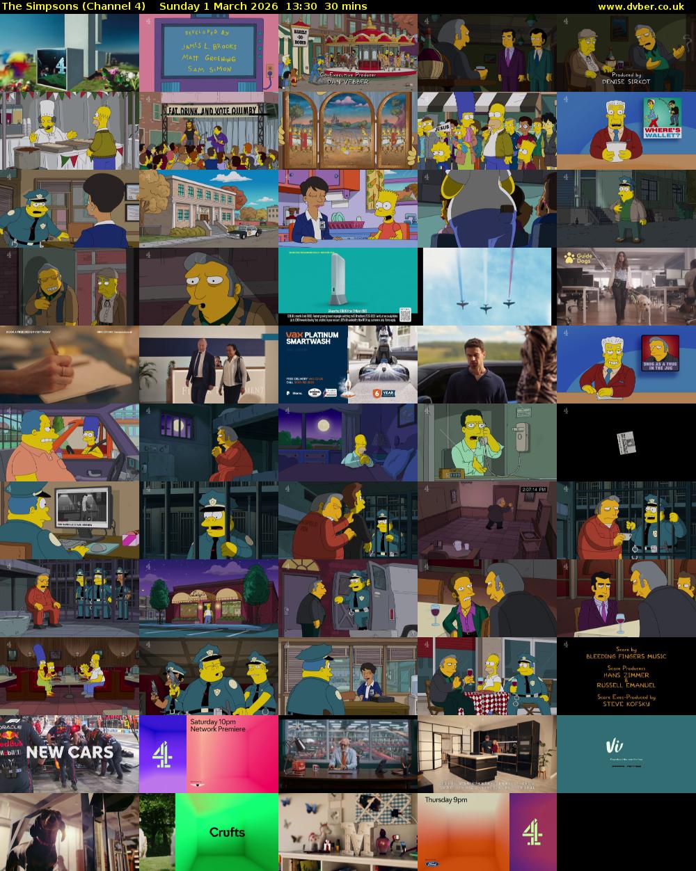 The Simpsons (Channel 4) Sunday 1 March 2026 13:30 - 14:00