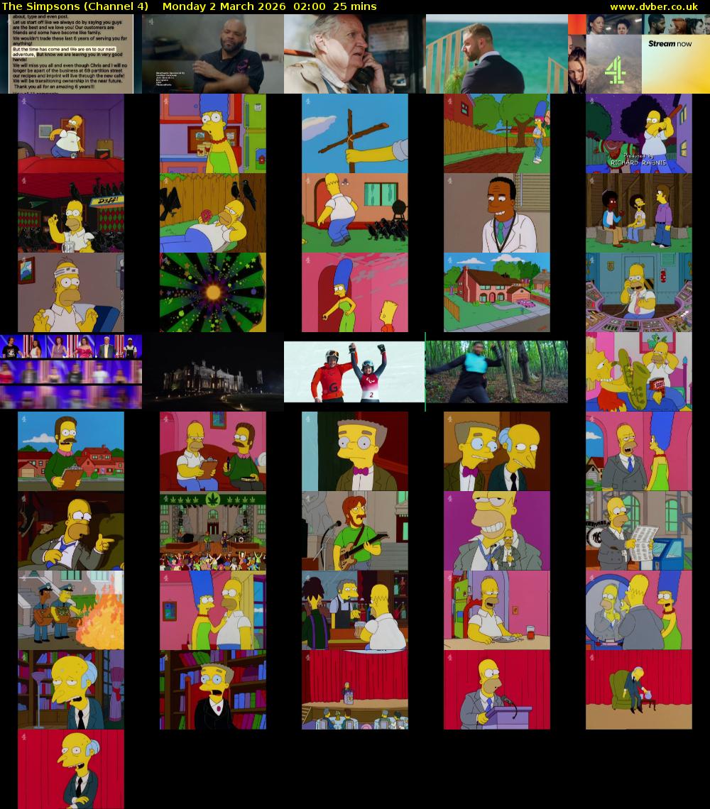 The Simpsons (Channel 4) Monday 2 March 2026 02:00 - 02:25