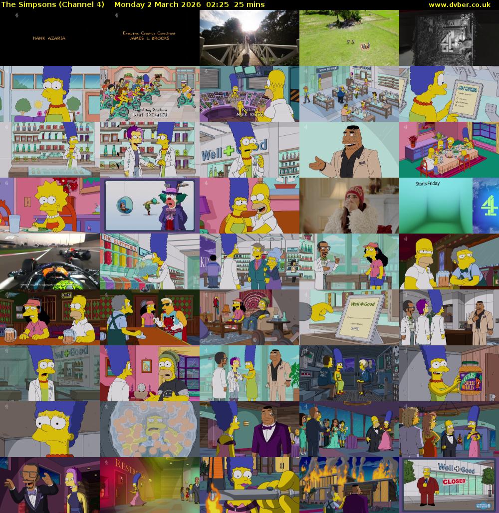 The Simpsons (Channel 4) Monday 2 March 2026 02:25 - 02:50
