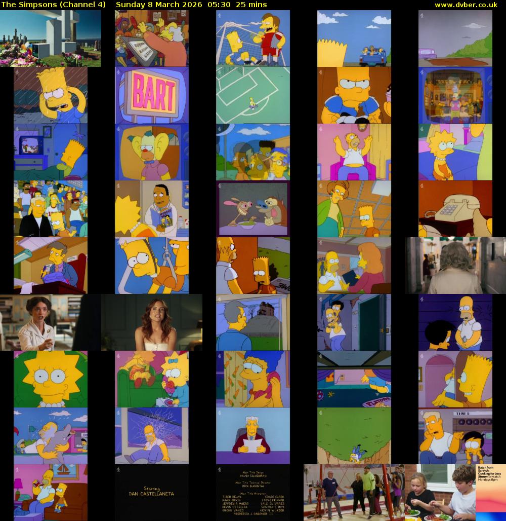 The Simpsons (Channel 4) Sunday 8 March 2026 05:30 - 05:55